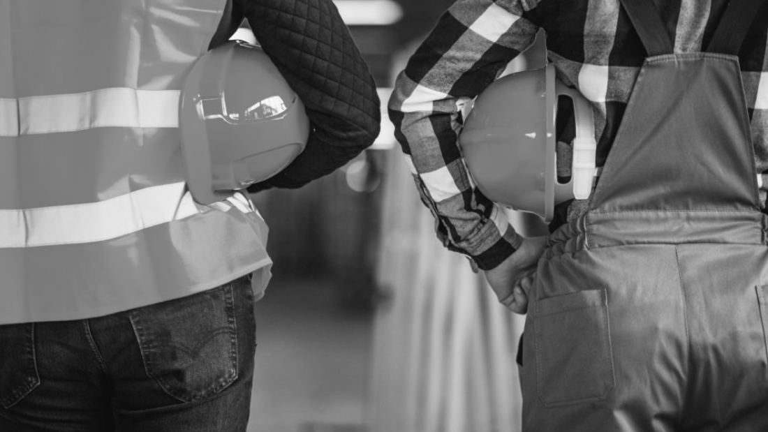 Two colleagues at a factory