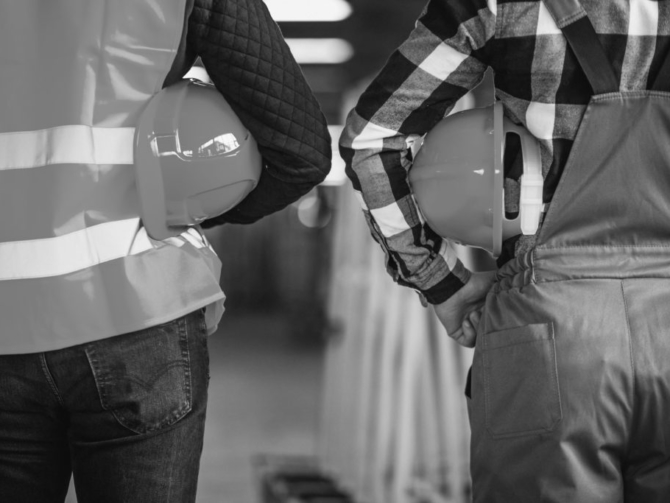 Two colleagues at a factory